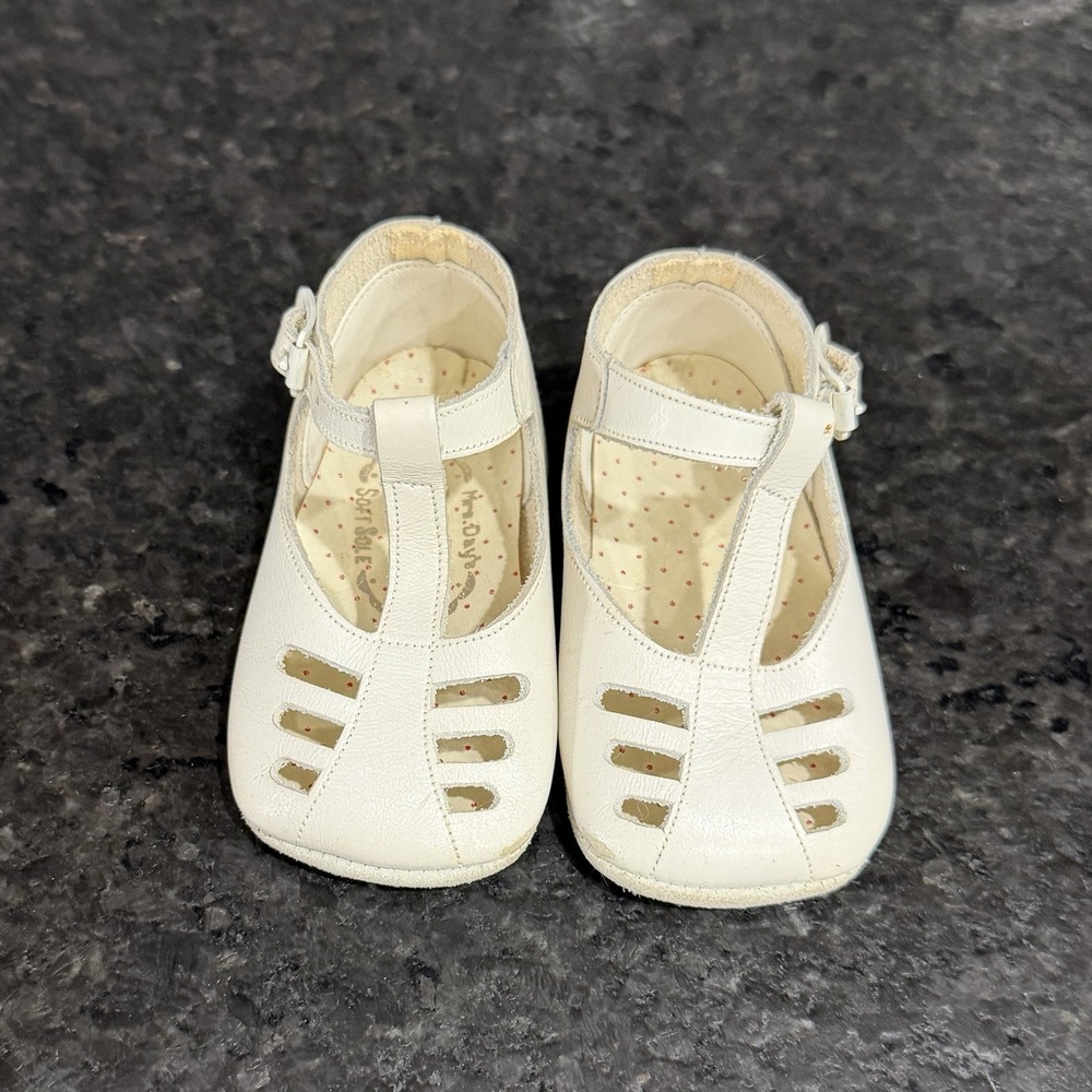 Mrs Days Ideal Baby Shoes Vintage 1960's T-Strap White Size 0 With Original Box - Picture 6 of 16